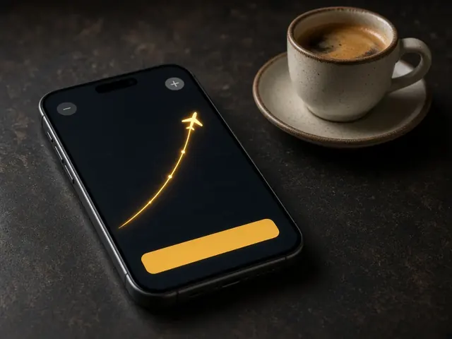 Celular con un crash game junto a un café